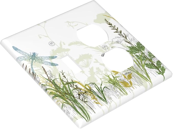 Wild Flower Dragonfly 2 Gang Toggle Outlet Light Switch Cover Plates Decorative - Image 3
