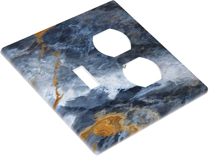 Decorative Outlet Covers Gold Dark Blue Gilt Haze Marble 2 Gang Duplex Light - Image 3