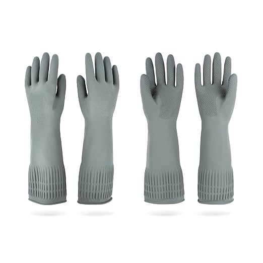 Mamison 2 Pairs Reusable Waterproof Household Dishwashing Cleaning Rubber Gloves by QualityKitchenandHome