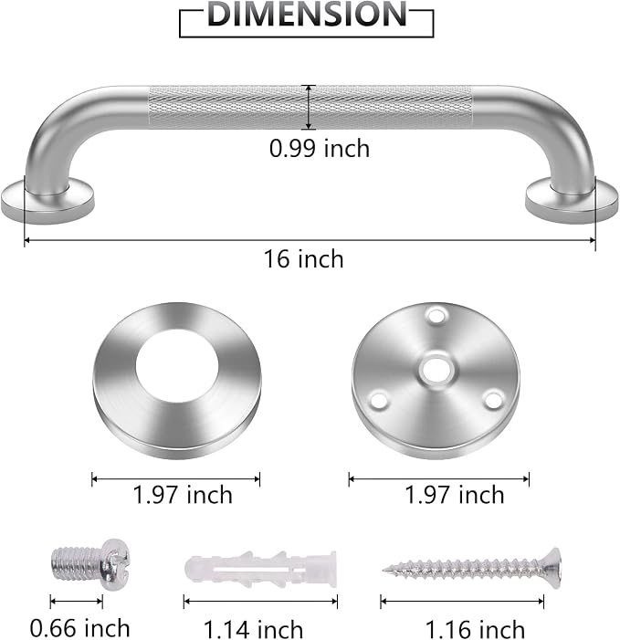 2 Pack 16 Inch Grab Bars for Bathtubs and Showers, Anti Slip Shower Grab Bars - Image 2