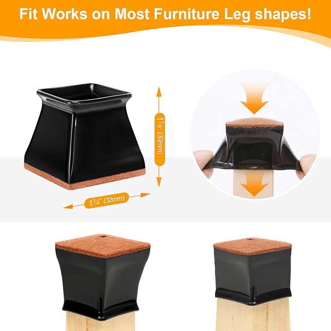 CHUNZEXI 32 Pack Square Chair Leg Floor Protectors - Image 3