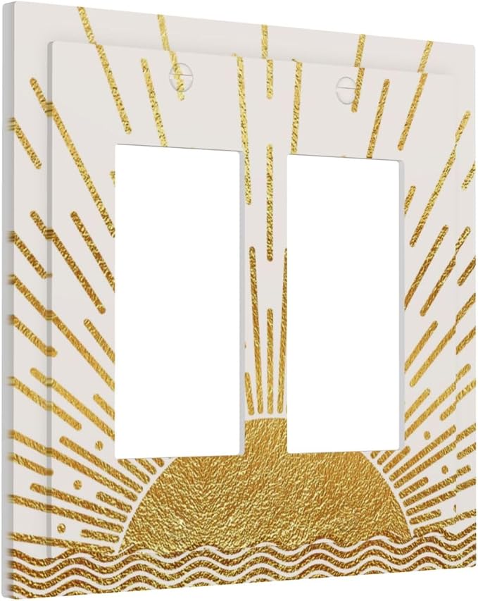 Mid Century Boho Golden Sun Sunrise Sunset Decorative Outlet Covers 2 Gang - Image 2
