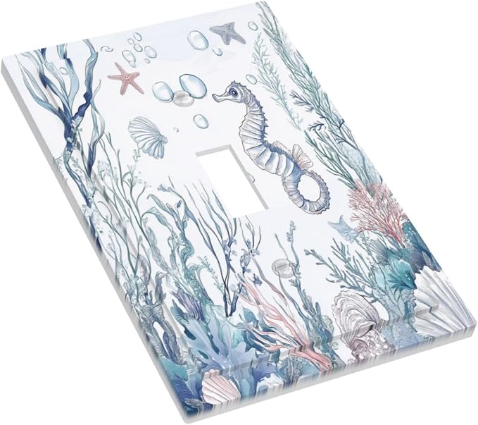 Decorative Light Switch Cover Ocean Coral Seahorse Seashell Starfish 1 Gang - Image 3
