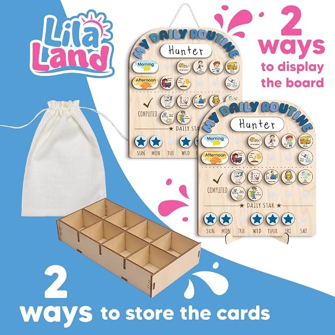 Wooden Chore Chart for Kids, Wooden Daily Routine Chart for Kids, Visual - Image 7