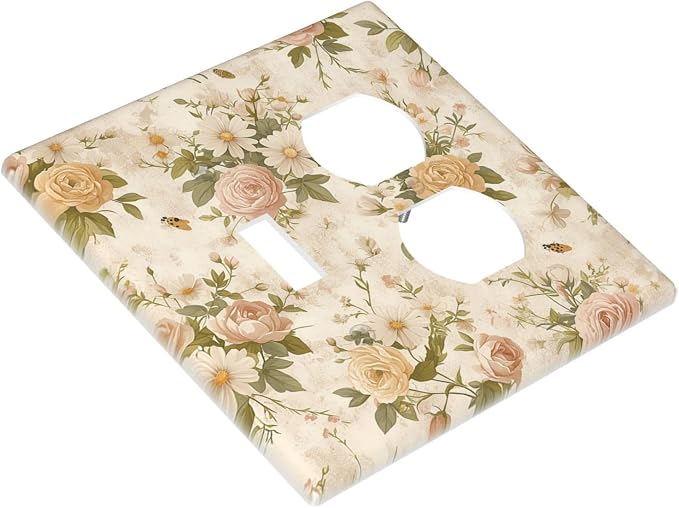 Wallplates Boho Vintage Roses Pink Red Yellow Bouquet Floral 1 Toggle 1 Duplex - Image 3