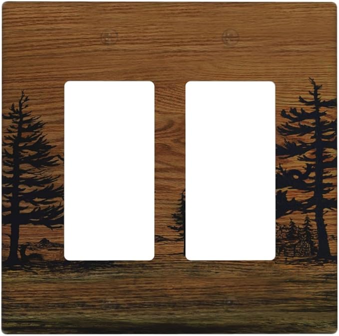 Decorative Outlet Covers Rustic Farmhouse Brown Board Pine Tree Wood Grain 2 by VGHOKO