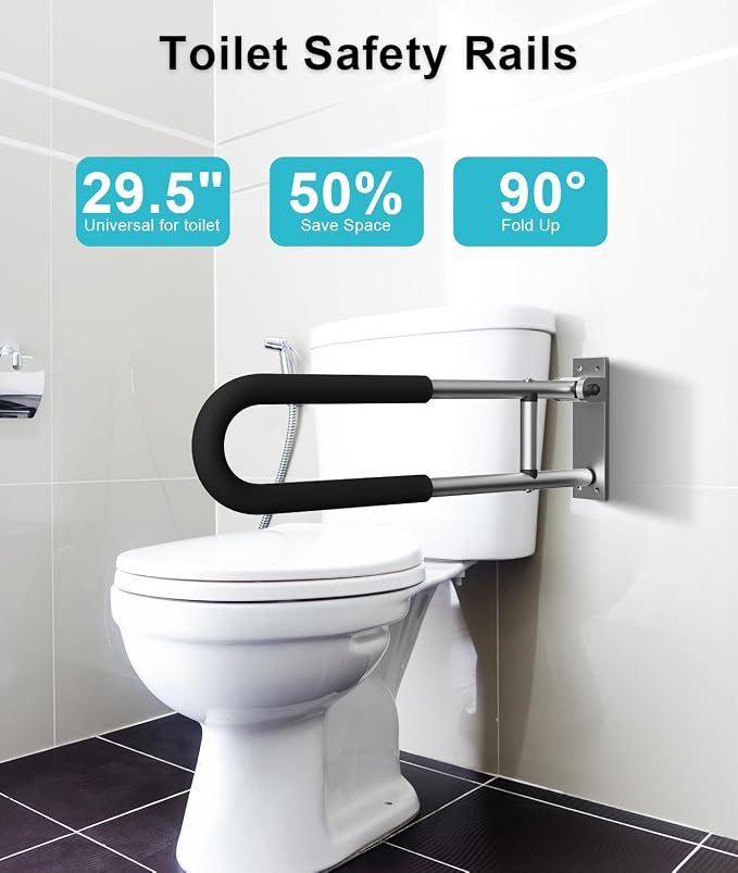 Handicap Grab Bars Rails 23.6 Inch Toilet Handrails Bathroom Safety Bar Hand - Image 4