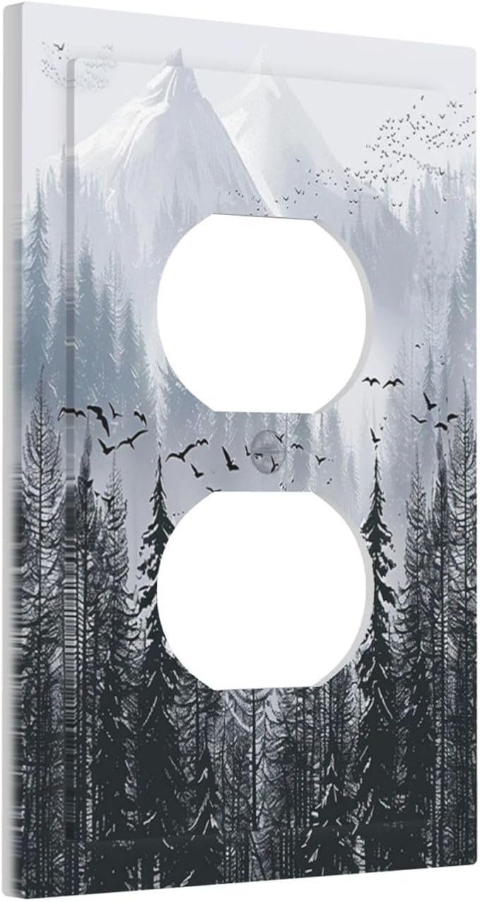 Misty Forest Nature Tree Mountain Birds Outlet Covers 1 Gang Duplex Light - Image 2