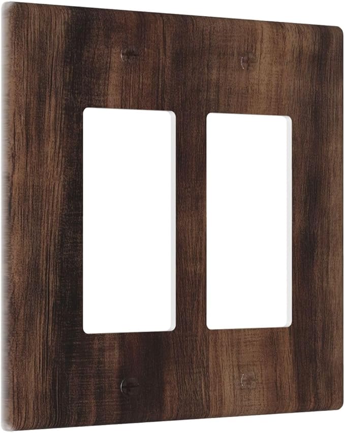 Decorative Outlet Covers Rustic Farmhouse Brown Wood Barn Door 2 Gang Light - Image 2