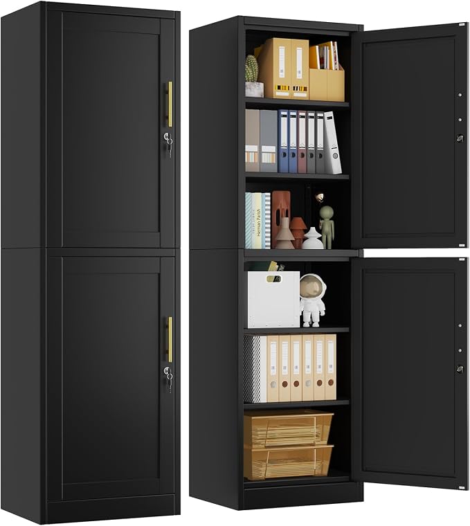 67" Metal Storage Cabinet with Lock, Tall Narrow Office File Cabinets with 2 by pozdeg