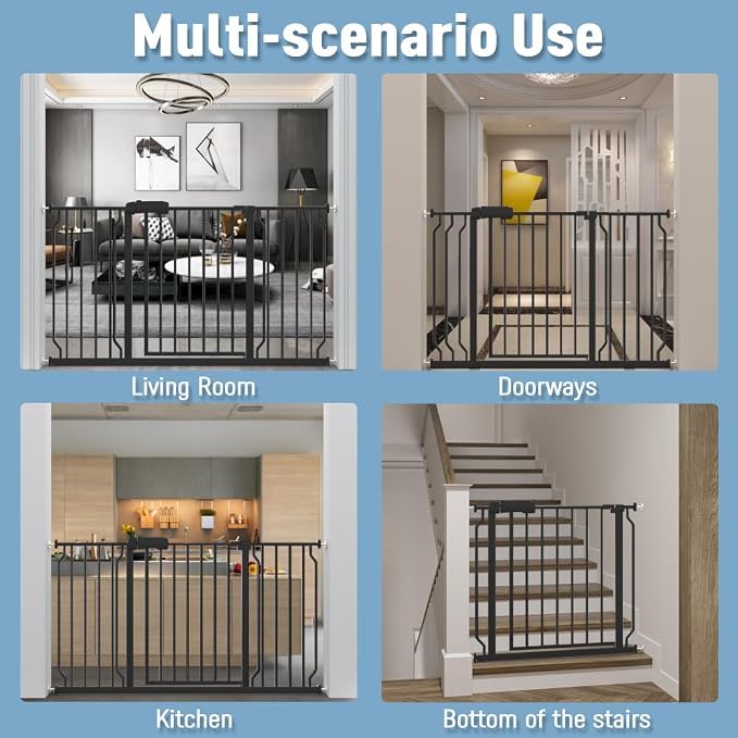 ALLAIBB Extra Wide Pressure Mount Baby Gate Auto Close Black Metal Child Dog - Image 6