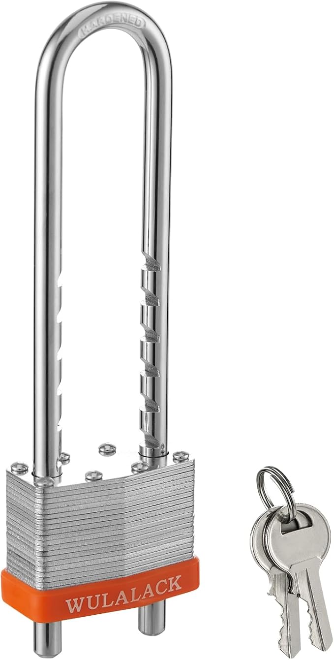 Padlock with Key, WULALACK 2 inch Wide Heavy Duty Laminated Steel Keyed Padlock by WULALACK