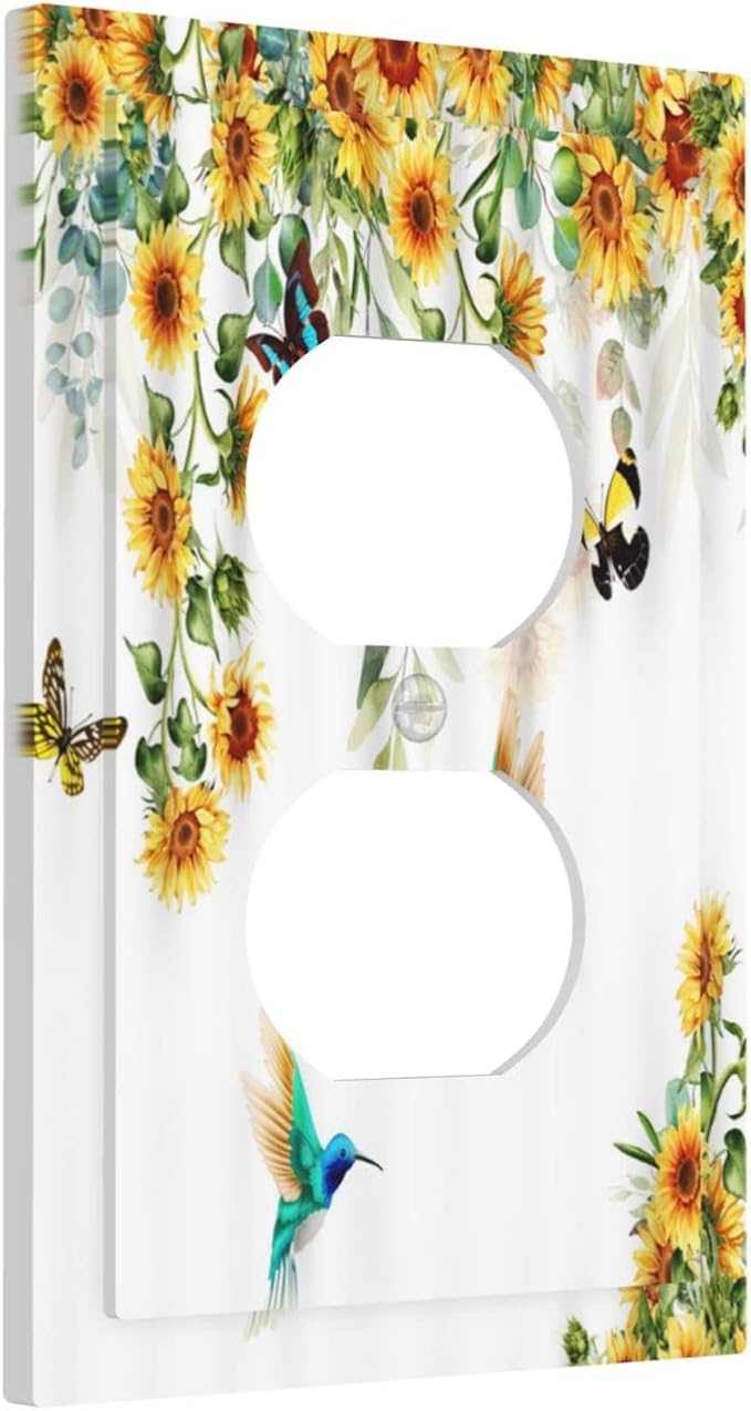 Outlet Covers Yellow Sunflower Blue Hummingbird Butterfly 1 Gang Duplex Light - Image 2