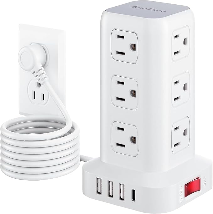 Surge Protector Power Strip 6.5 FT Cord, Power Strip Tower by anntane