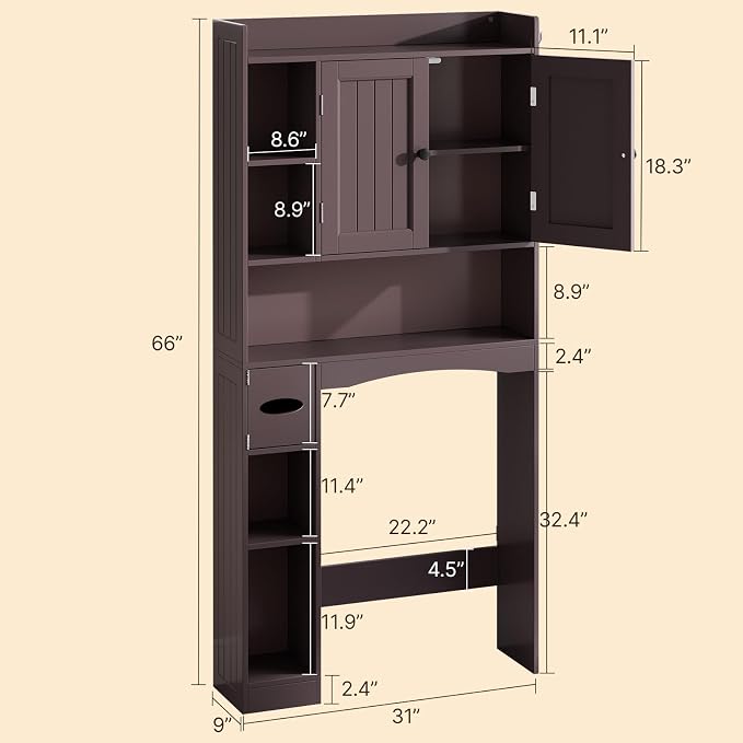 Gizoon Over The Toilet Storage Cabinet, Over Toilet Bathroom Organizer - Image 3