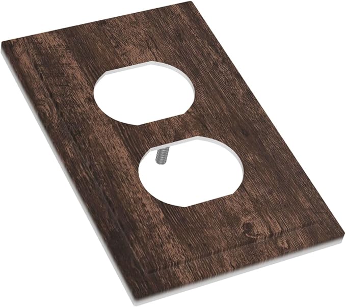 Outlet Covers Rustic Dark Brown Wood Grain 1 Gang Duplex Wall Plate Decorative - Image 3