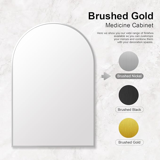 Recessed Medicine Cabinet with Mirror, Arched Medicine Cabinet - Image 6