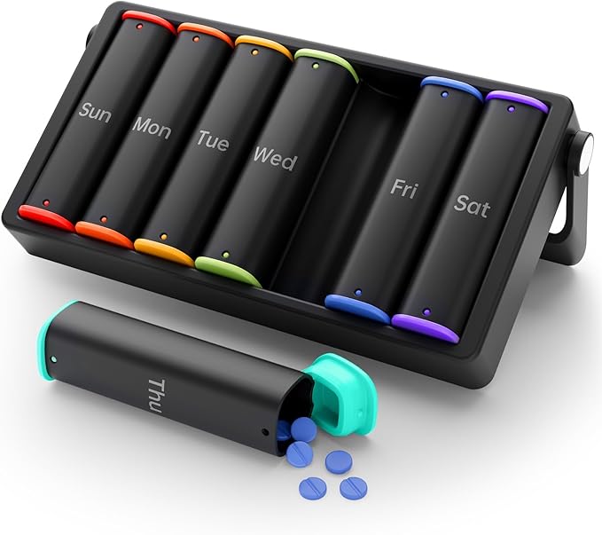 Weekly Pill Organizer 2 Times a Day, KOVIUU Large Travel Pill Box 7 Day by KOVIUU