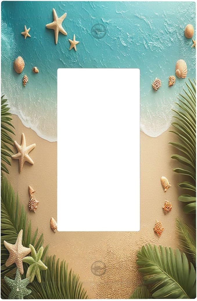 Decorative Outlet Covers Summer Beach Themed Starfish Seashells 1 Gang Single by LightSwitchCover