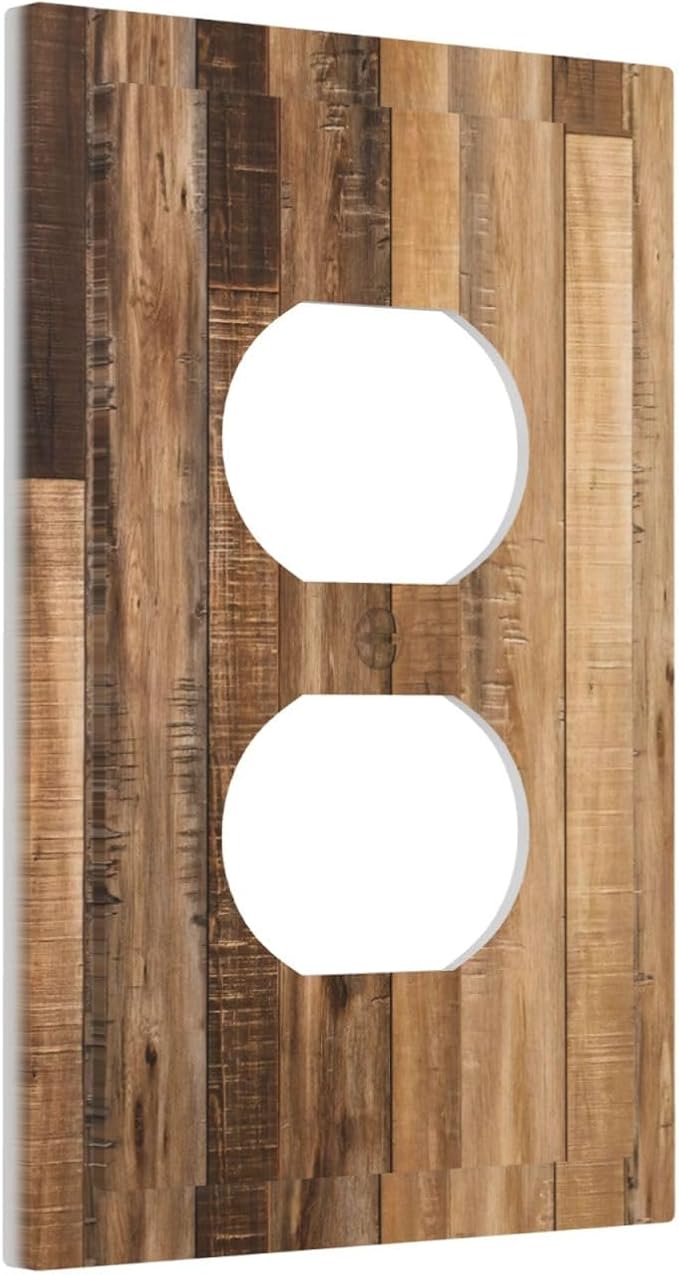 Rustic Brown Wood Splicing Vintage Dark Oak Print Outlet Covers 1 Gang Duplex - Image 2