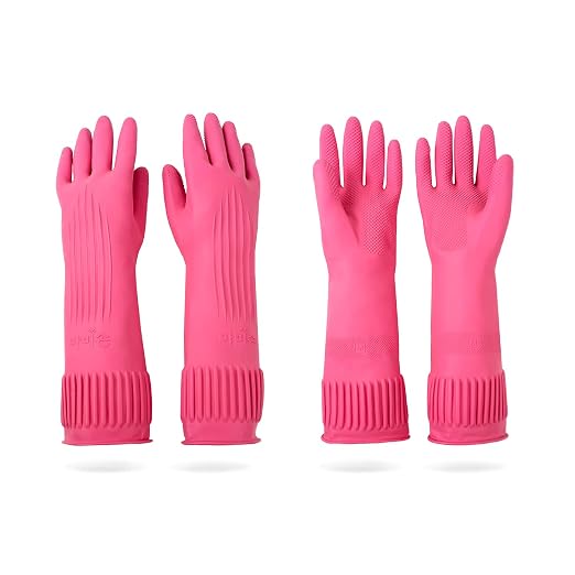 Mamison 2 Pairs Reusable Waterproof Household Dishwashing Cleaning Rubber Gloves by QualityKitchenandHome