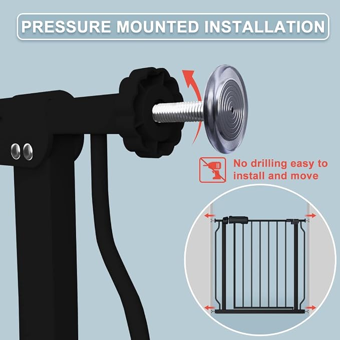 Extra Wide Baby Gate Black 62-67 Inch Wide Pressure Mounted Auto Close Child - Image 5