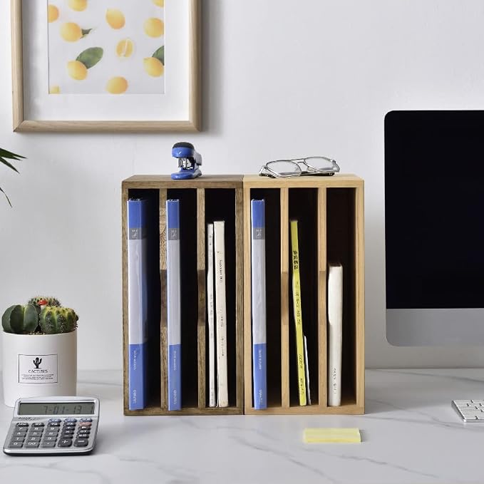 KIRIGEN Wooden Desktop Organizer Paper Storage Letter Tray File Sorter - Image 9
