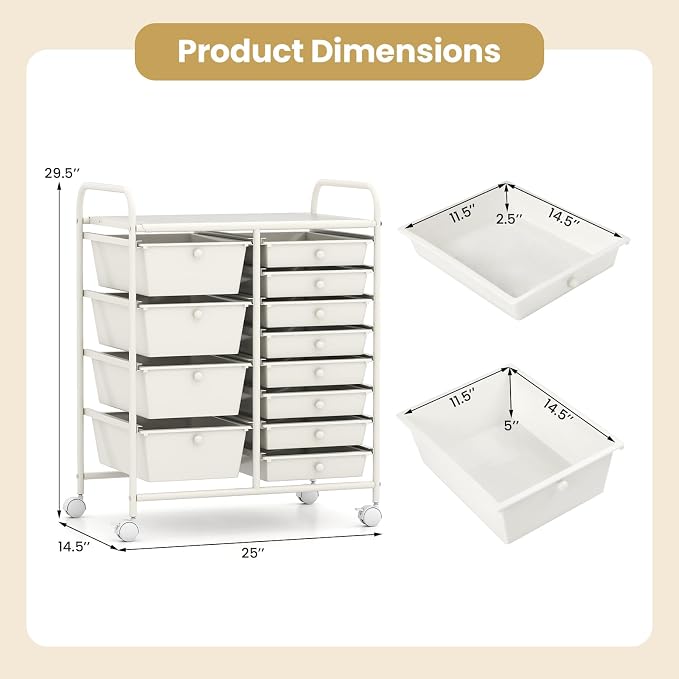 Giantex 12 Drawer Rolling Cart - Image 3