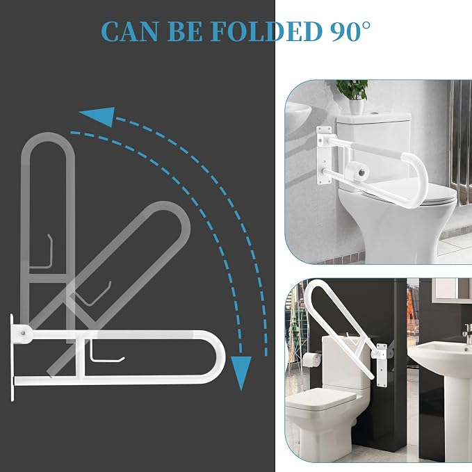 U Shaped Toilet Grab Bar 30.3 Inch, Munzong White Anti-Slip Support Rail - Image 3