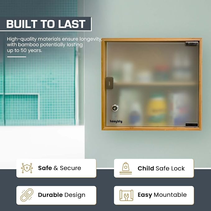 Toughty Bamboo Locking Medicine Cabinet - Image 4