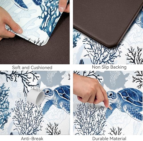 Coastal Beach Kitchen Floor Mat Rugs Nautical Decorative Coral Sea