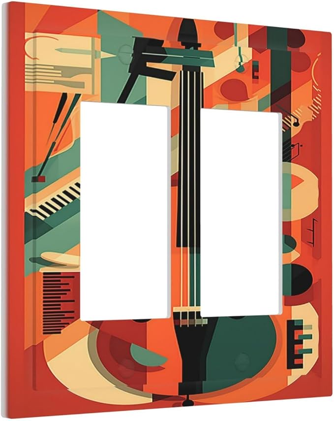Decorative Outlet Covers Violin Abstract Jazz Colorful Painting 2 Gang Double - Image 2