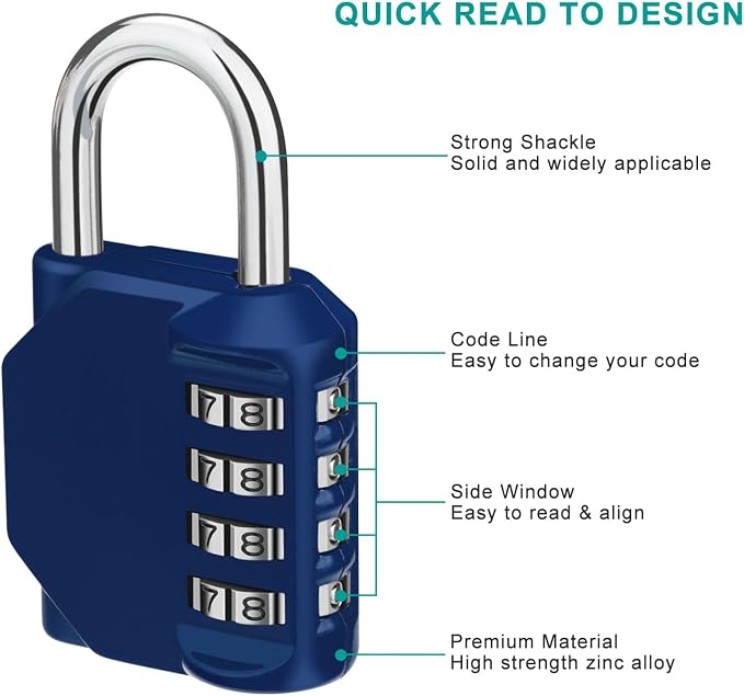 ZHEGE Combination Locker Lock, 4 Digit Outdoor Padlock - Image 3