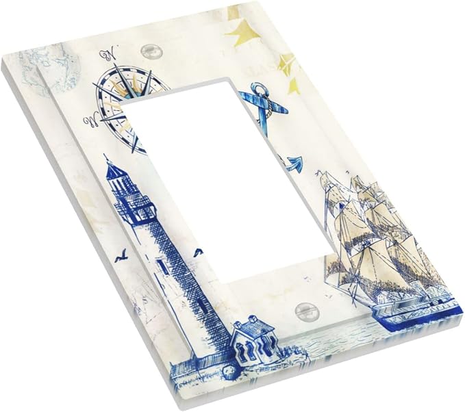 Nautical Sailboat Lighthouse Compass Anchor Single Rocker Light Switch Cover 1 - Image 3
