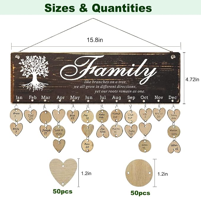 Birthday Gifts for Grandma, Family Birthday Tracker Reminder Calendar Board - Image 6