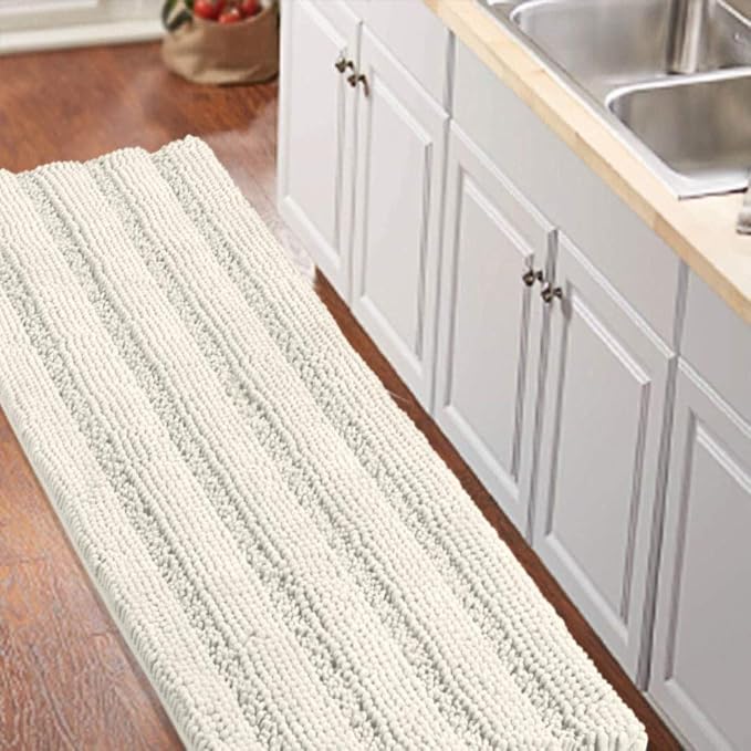 Turquoize Non-Slip Kitchen/Bath Rug Runner Luxury Chenille Shaggy Bathroom Rug by Turquoize