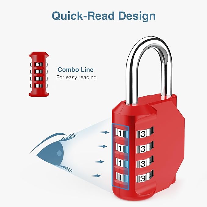 Puroma 2 Pack Combination Lock for Locker 4 Digit Outdoor Waterproof Padlock - Image 3