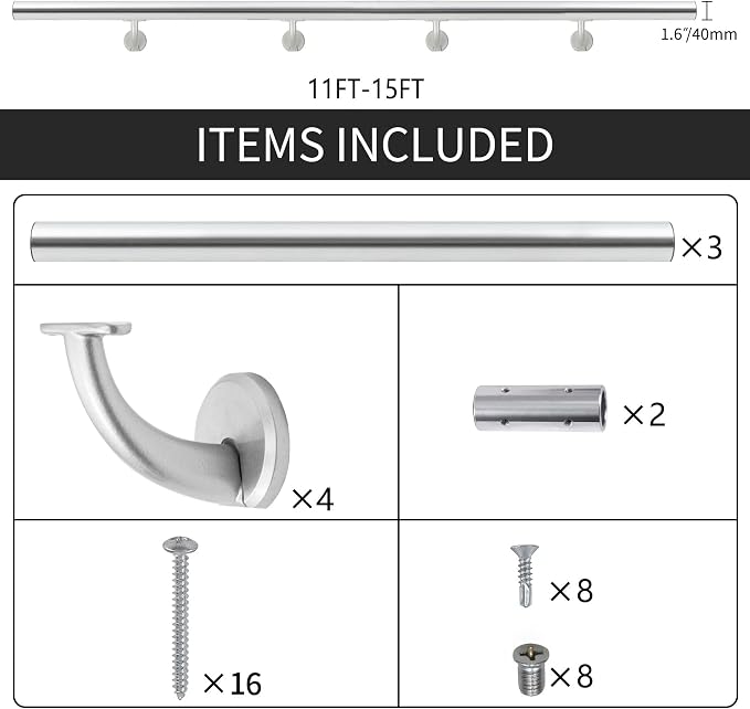 11FT Modern Aluminum Handrail Set, handrails - Image 6