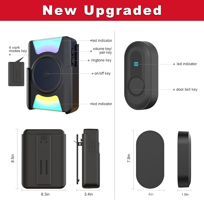 CallToU Hearing Impaired Doorbell 1000ft Wireless Doorbells - Image 9