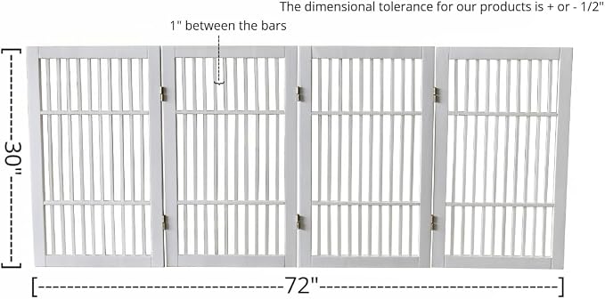 Pet Dog Gate Strong and Durable Freestanding Folding Acacia Hardwood Portable - Image 3