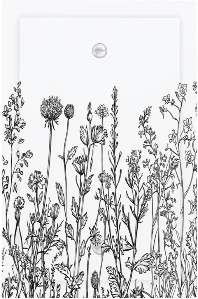 Light Switch Cover Plate Floral Wildflower Rustic Plant Leaves 1 Gang No Device by Unknown
