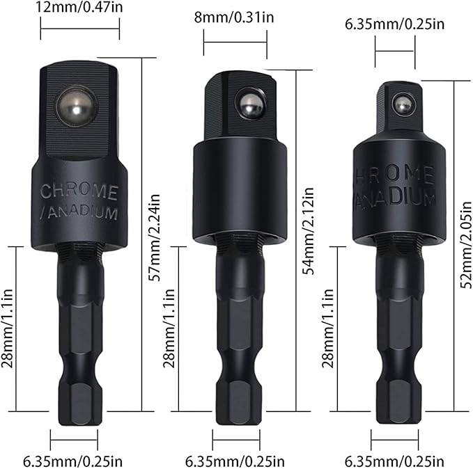 105 Degree Right Angle Drill Adapter Set, 1/4-1/2 Inch Socket Adapters - Image 8