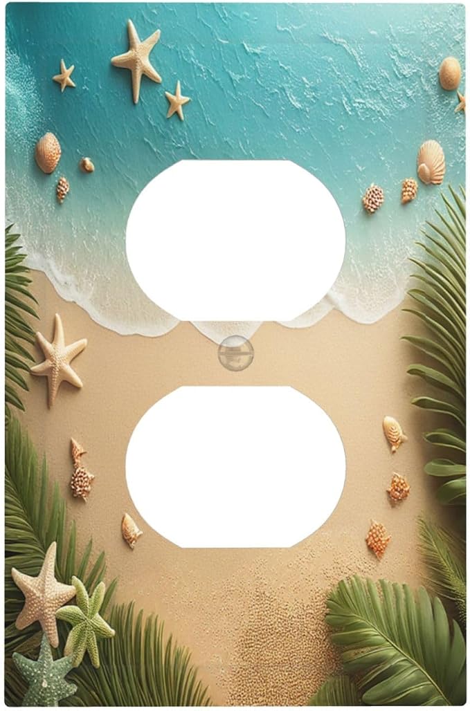 Outlet Covers Summer Beach Themed Starfish Seashells 1 Gang Duplex Wall Plate by LightSwitchCover