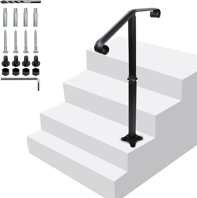 Handrail Railing, Single Post Handrail, Stair Railing by MEWSDEN