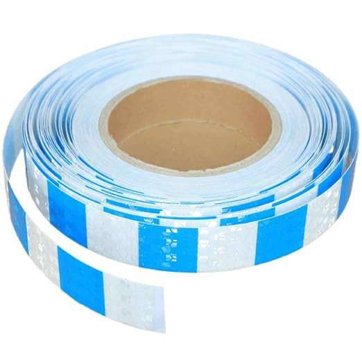 Blue and White Reflective Tape Outdoor Waterproof 1 inch X 66 feet, High by tuyrchu