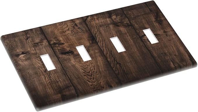 Rustic Brown Wood Plank Vintage Wooden Texture Print Light Switch Covers Quad - Image 3