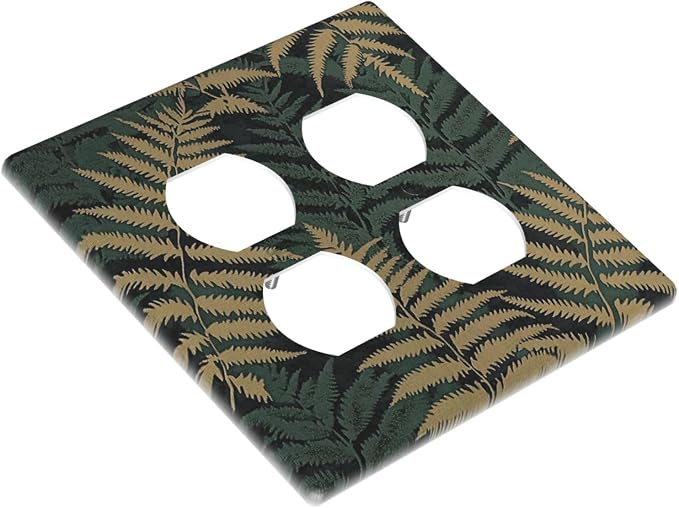 Outlet Covers Botanical Fern Green Leaf Forest 2 Gang Double Duplex Decorative - Image 3