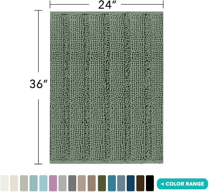 Turquoize Chenille Bath Rugs Shaggy Bathroom Rugs Non Slip Bath Mat - Image 2