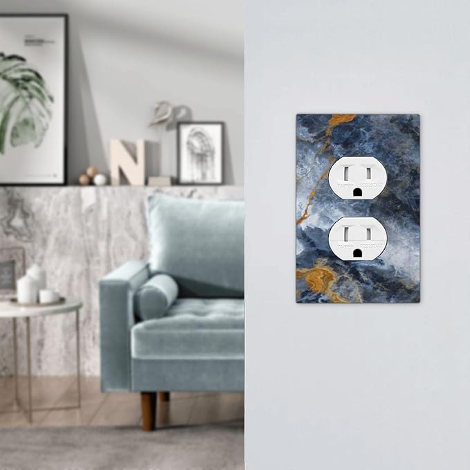 Outlet Covers Gold Dark Blue Gilt Haze Marble Decorative 1 Gang Duplex Light - Image 7