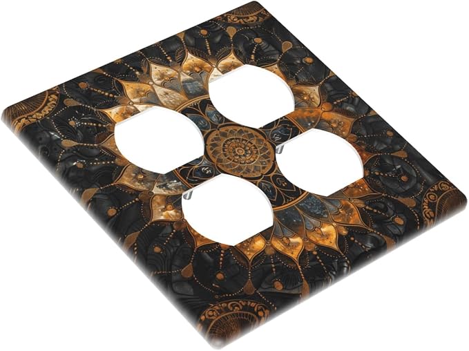 Cool Colorful Mandal Flowers Boho Floral Outlet Covers 2 Gang Double Duplex - Image 3